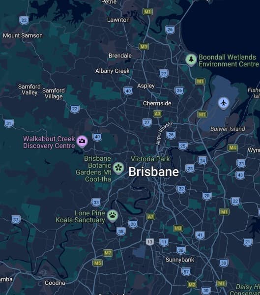 Map showing MRF Electrical's Albany Creek base on Brisbane's northside